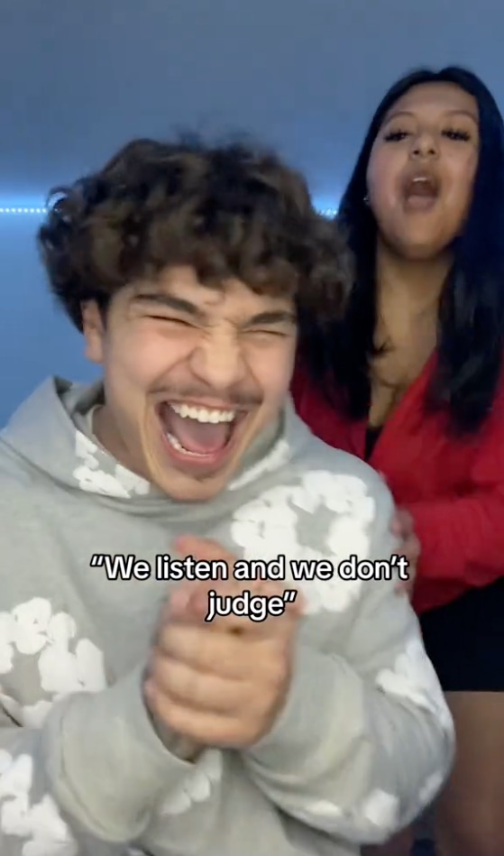 Luke & Izzy doing, we listen and don't judge the TikTok trend